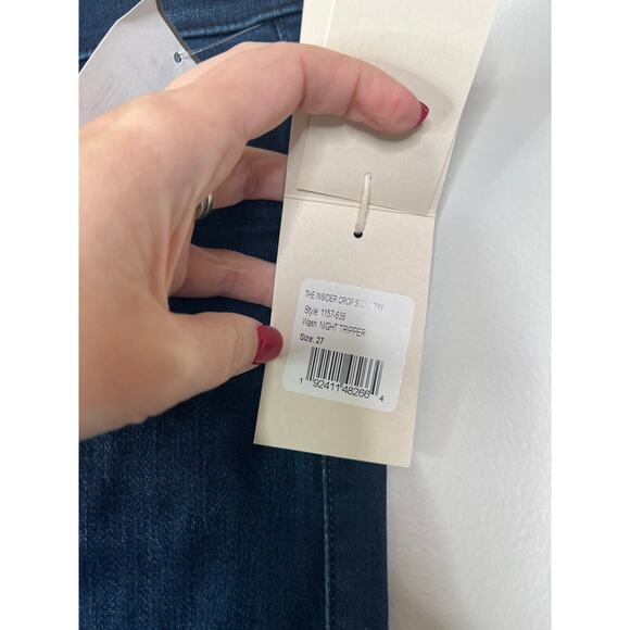 NWT Mother Insider Crop Step Fray Raw Cut Jeans Night Tripper Size: 27 - Picture 6 of 9